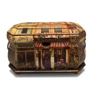 Collectible Wooden London City Scene Miniature‎ House Hinged Lided Box Display